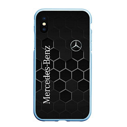 Чехол iPhone XS Max матовый Mercedes-Benz black соты, цвет: 3D-голубой