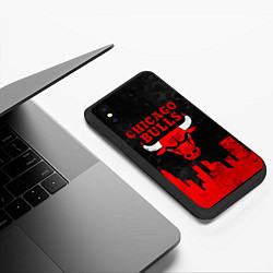 Чехол iPhone XS Max матовый Chicago Bulls, Чикаго Буллз Город, цвет: 3D-черный — фото 2