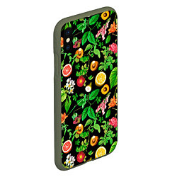 Чехол iPhone XS Max матовый Фруктовый сад, цвет: 3D-темно-зеленый — фото 2