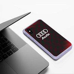 Чехол iPhone XS Max матовый Audi logo, цвет: 3D-светло-сиреневый — фото 2