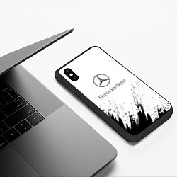 Чехол iPhone XS Max матовый Mercedes-Benz - White texture, цвет: 3D-черный — фото 2