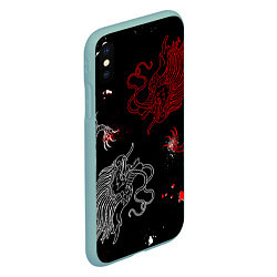 Чехол iPhone XS Max матовый Китайский дракон Красно - Белый, цвет: 3D-мятный — фото 2