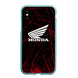 Чехол iPhone XS Max матовый Honda Красные линии, цвет: 3D-мятный