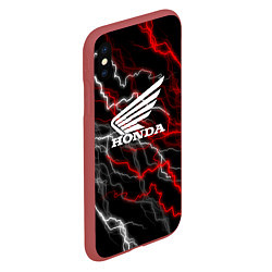 Чехол iPhone XS Max матовый Honda Разряд молнии, цвет: 3D-красный — фото 2