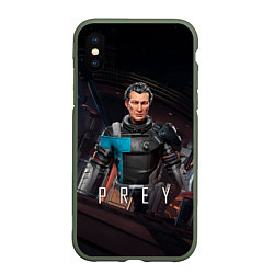 Чехол iPhone XS Max матовый PREY SPACE, цвет: 3D-темно-зеленый