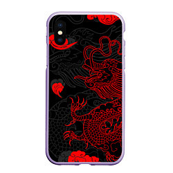 Чехол iPhone XS Max матовый Дракон Китайский дракон, цвет: 3D-светло-сиреневый