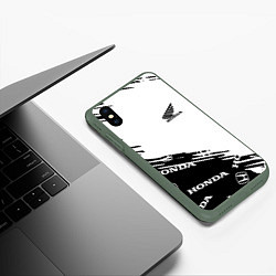 Чехол iPhone XS Max матовый Honda sport pattern, цвет: 3D-темно-зеленый — фото 2