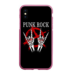 Чехол iPhone XS Max матовый Punk Rock Панки Хой, цвет: 3D-малиновый