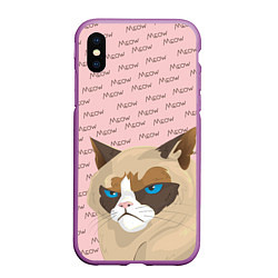 Чехол iPhone XS Max матовый Angry Cat Злой кот, цвет: 3D-фиолетовый