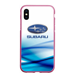 Чехол iPhone XS Max матовый Subaru Спорт текстура, цвет: 3D-малиновый