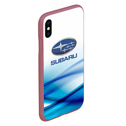 Чехол iPhone XS Max матовый Subaru Спорт текстура, цвет: 3D-малиновый — фото 2