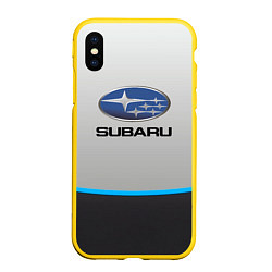 Чехол iPhone XS Max матовый Subaru Неоновая полоса, цвет: 3D-желтый