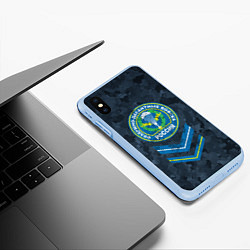 Чехол iPhone XS Max матовый Эмблема ВДВ, цвет: 3D-голубой — фото 2