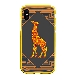 Чехол iPhone XS Max матовый Жираф из листьев, цвет: 3D-желтый