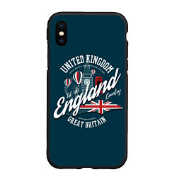 Чехол iPhone XS Max матовый Англия England, цвет: 3D-черный