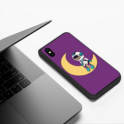 Чехол iPhone XS Max матовый Astronaut on the moon - сидит, цвет: 3D-черный — фото 2