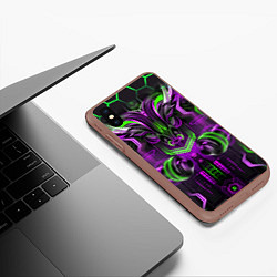 Чехол iPhone XS Max матовый Бык НЕОН, цвет: 3D-коричневый — фото 2