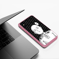 Чехол iPhone XS Max матовый One Punch Man - Сайтама Ванпанчмен, цвет: 3D-малиновый — фото 2