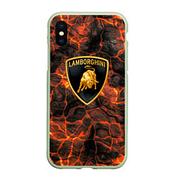 Чехол iPhone XS Max матовый Lamborghini - Вулкан из щелей, цвет: 3D-салатовый