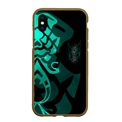Чехол iPhone XS Max матовый МАСКА И ТАТУИРОВКА СЯО XIAO ГЕНШИН, цвет: 3D-коричневый