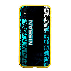 Чехол iPhone XS Max матовый NISSAN супер авто, цвет: 3D-желтый