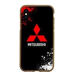 Чехол iPhone XS Max матовый Mitsubishi брызги красок, цвет: 3D-коричневый