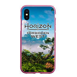 Чехол iPhone XS Max матовый Horizon Forbidden West Хоризон Запретный Запад, цвет: 3D-малиновый