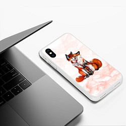 Чехол iPhone XS Max матовый Влюблённые Лисы Love, цвет: 3D-белый — фото 2