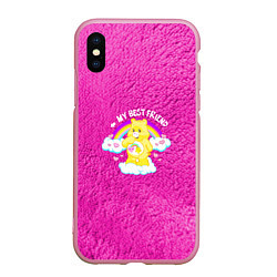 Чехол iPhone XS Max матовый My best friend bear too, цвет: 3D-розовый