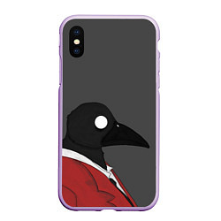 Чехол iPhone XS Max матовый Чёрная ворона, цвет: 3D-сиреневый