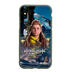 Чехол iPhone XS Max матовый Horizon Aloy Элой, цвет: 3D-темно-зеленый