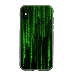 Чехол iPhone XS Max матовый Бегущий по коду, цвет: 3D-темно-зеленый