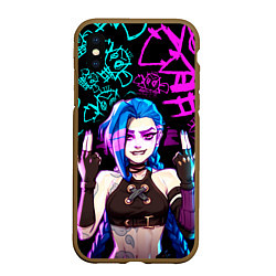 Чехол iPhone XS Max матовый JINX ДЖИНКС NEON PATTERN, цвет: 3D-коричневый