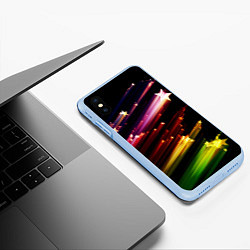 Чехол iPhone XS Max матовый Полет звезды, цвет: 3D-голубой — фото 2
