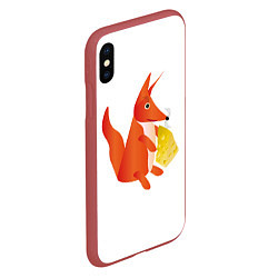 Чехол iPhone XS Max матовый Fox poligonal with bit of cheese, цвет: 3D-красный — фото 2