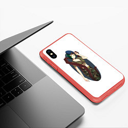 Чехол iPhone XS Max матовый Аниме девушка военный, цвет: 3D-красный — фото 2