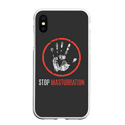 Чехол iPhone XS Max матовый STOP MASTURBATION, цвет: 3D-белый