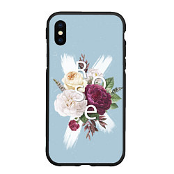 Чехол iPhone XS Max матовый Flowers Rose, цвет: 3D-черный