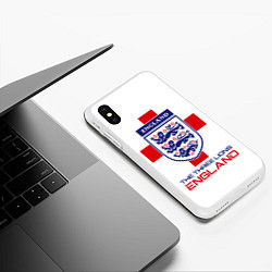 Чехол iPhone XS Max матовый Сборная Англии по футболу, цвет: 3D-белый — фото 2