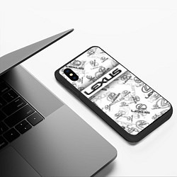 Чехол iPhone XS Max матовый LEXUS BIG EMBLEMA PATTERN, цвет: 3D-черный — фото 2