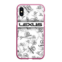 Чехол iPhone XS Max матовый LEXUS BIG EMBLEMA PATTERN, цвет: 3D-малиновый