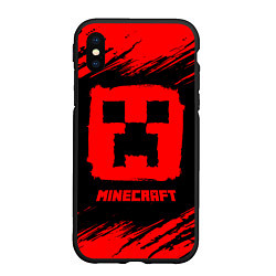 Чехол iPhone XS Max матовый MINECRAFT - Красный Крипер, цвет: 3D-черный