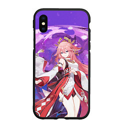 Чехол iPhone XS Max матовый Yae Miko Genshin Impact, цвет: 3D-черный