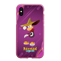 Чехол iPhone XS Max матовый Rayman в шляпе Legends, цвет: 3D-малиновый