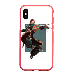 Чехол iPhone XS Max матовый Forbidden West Horizon, цвет: 3D-красный