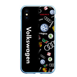 Чехол iPhone XS Max матовый Volkswagen Group Half Pattern, цвет: 3D-голубой