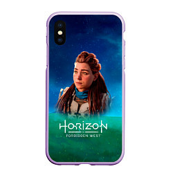 Чехол iPhone XS Max матовый Horizon Forbidden West Sky, цвет: 3D-сиреневый