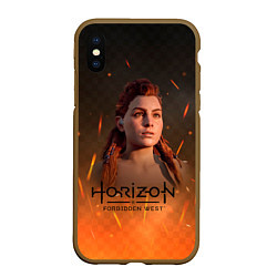 Чехол iPhone XS Max матовый Horizon Forbidden West: Fire, цвет: 3D-коричневый