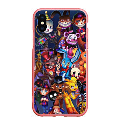 Чехол iPhone XS Max матовый Cute Fnaf Pattern, цвет: 3D-баблгам