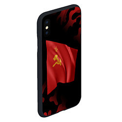 Чехол iPhone XS Max матовый СССР - ФЛАГ и Камуфляж, цвет: 3D-черный — фото 2